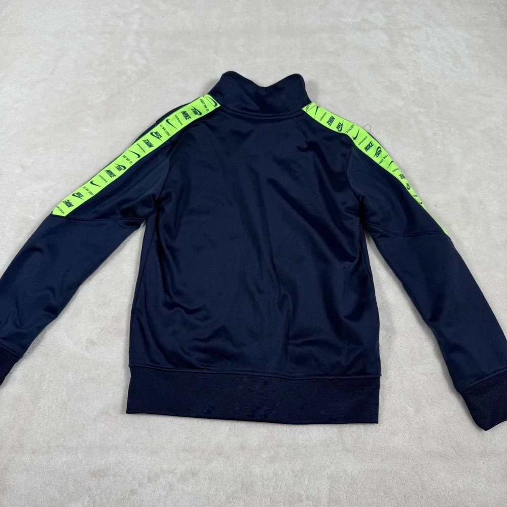 Nike Kids‎ Track Jacket Navy Blue Volt Logo Zip Up Athletic Size S 5 4-5 Years